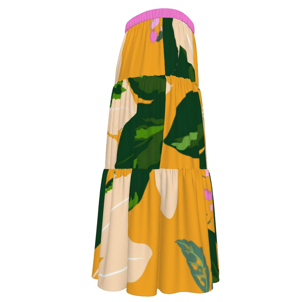 All-Over Print Women's Stitched Pleated Chiffon Skirt