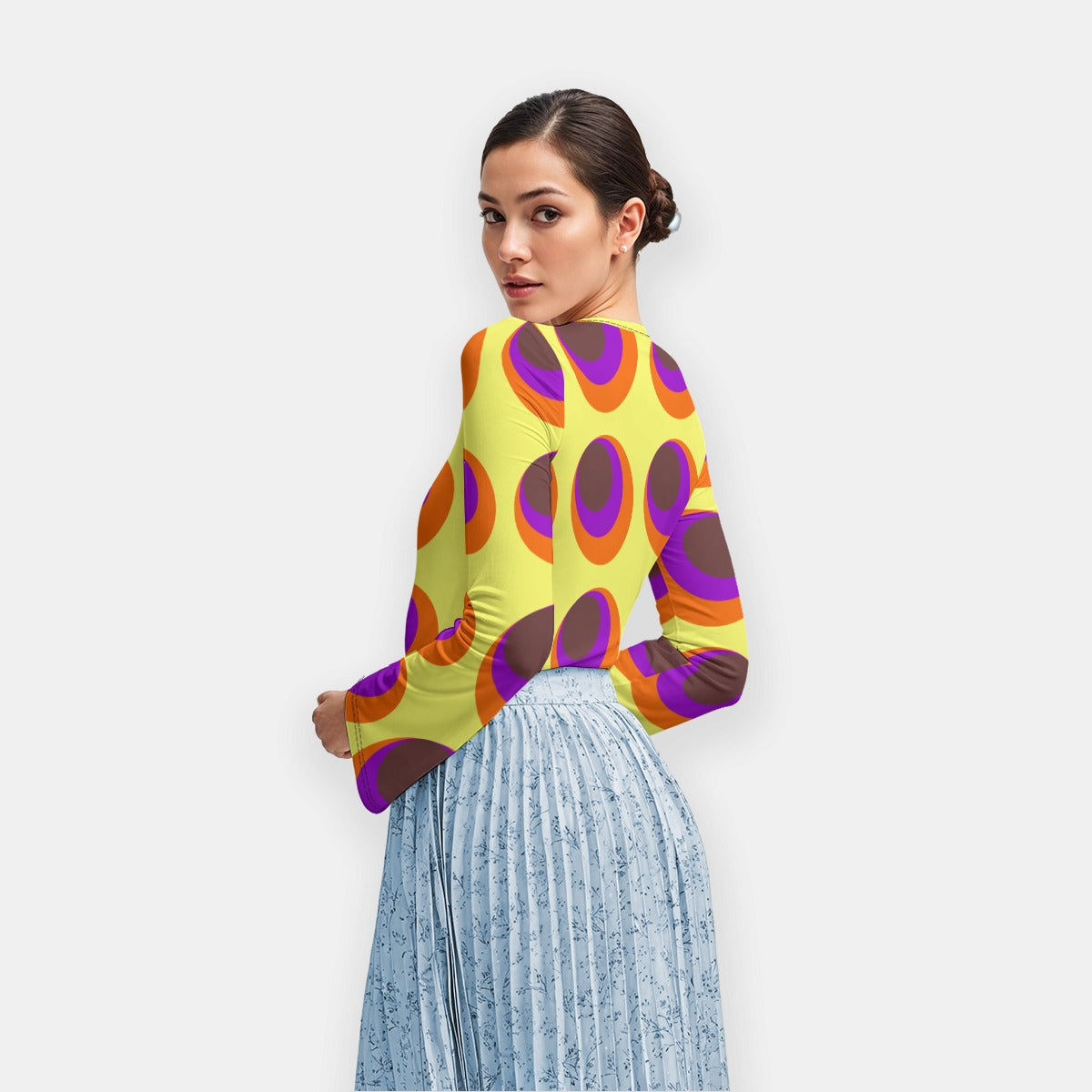 All-Over Print Women's Long Sleeve T-Shirt With Slightly Flared Sleeves