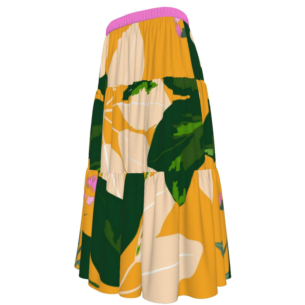 All-Over Print Women's Stitched Pleated Chiffon Skirt