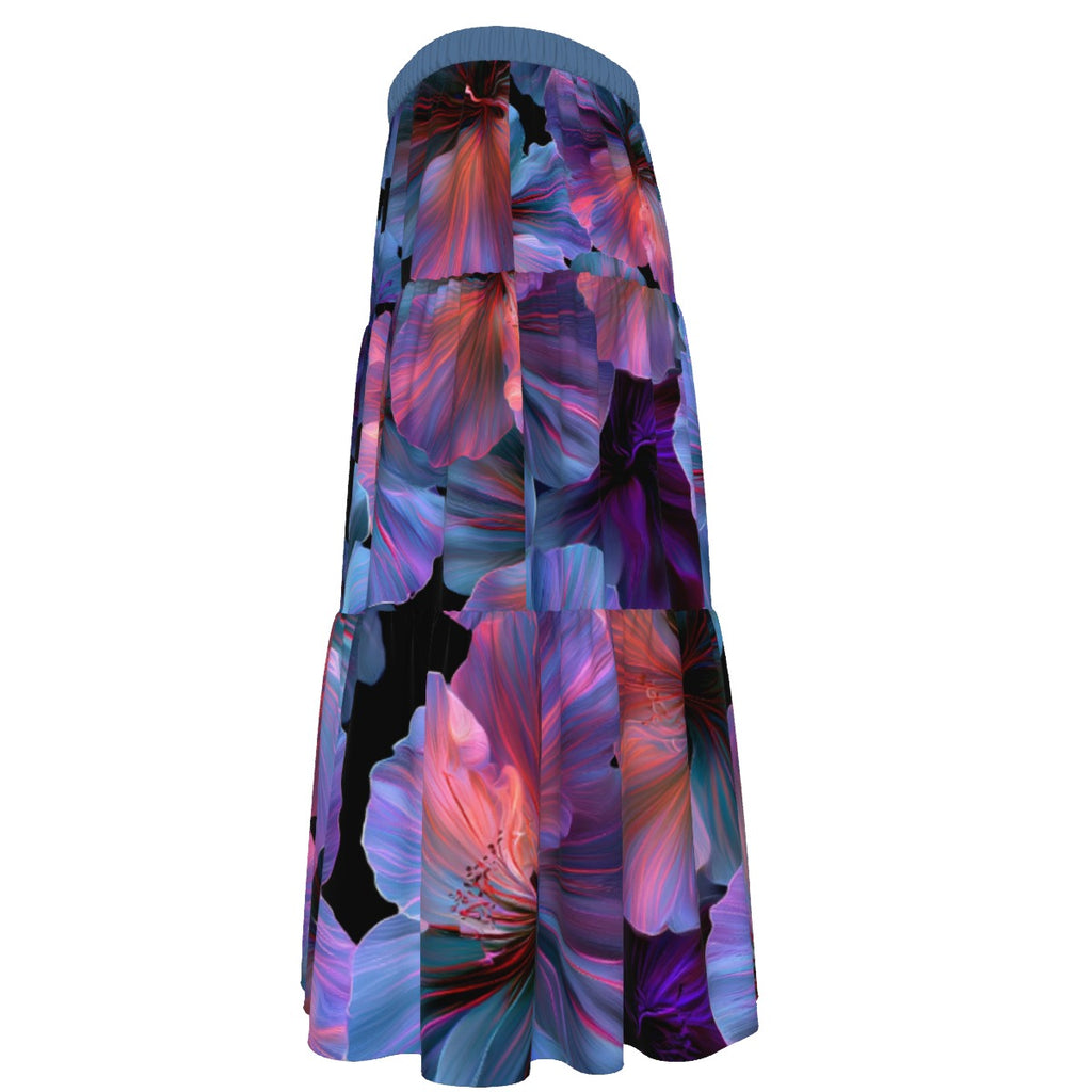 All-Over Print Women's Stitched Pleated Chiffon Skirt