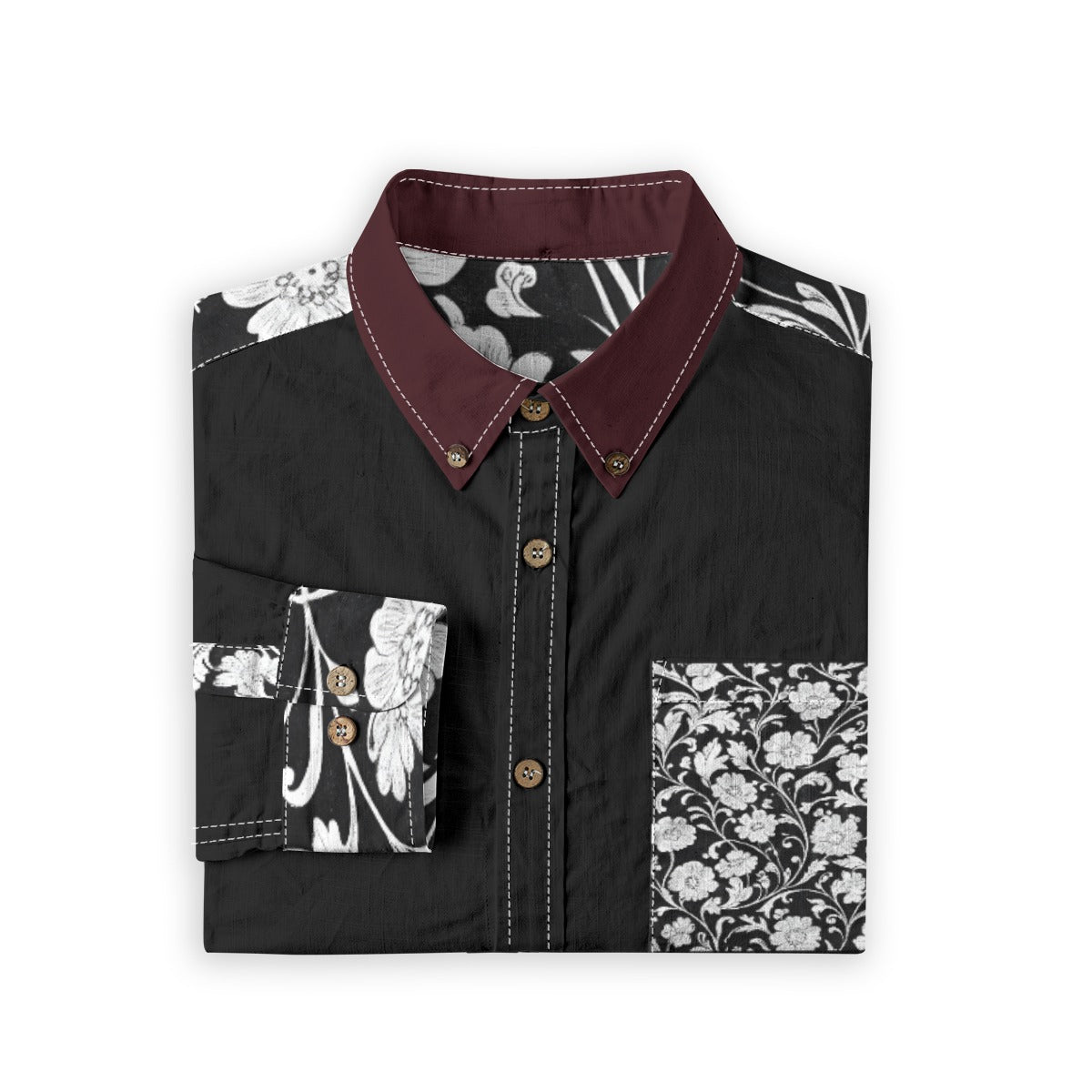 All-Over Print Men's Casual Lapel Long Sleeve Shirt|125GSM Cotton