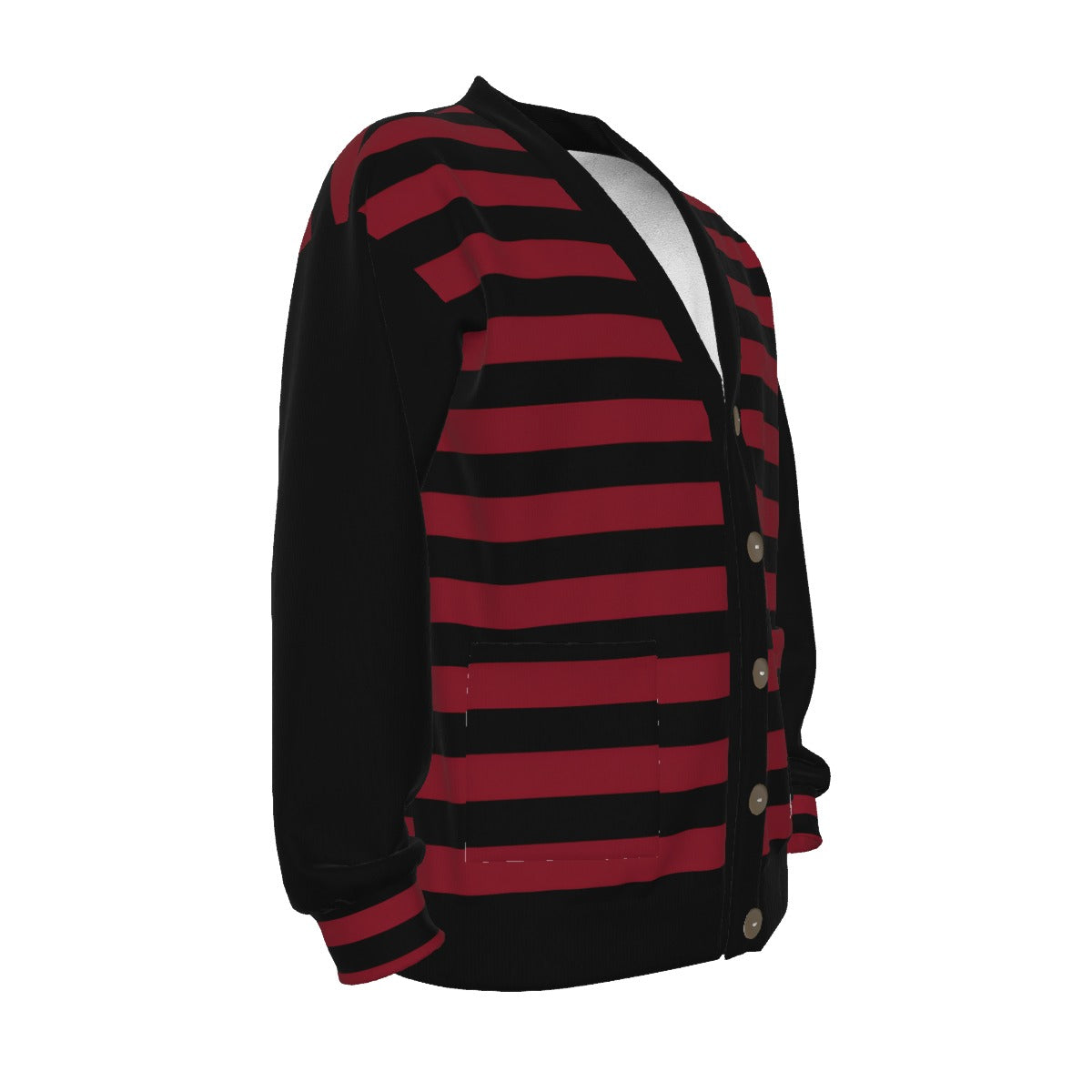 All-Over Print Unisex V-neck Knitted Fleece Cardigan With Button Closure  waldo