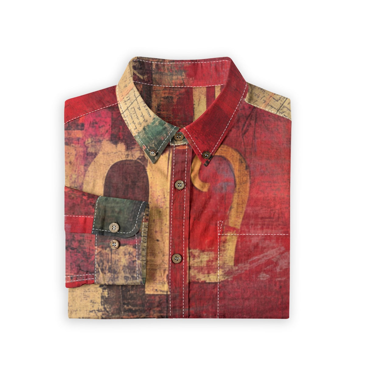 All-Over Print Men's Casual Lapel Long Sleeve Shirt|125GSM Cotton