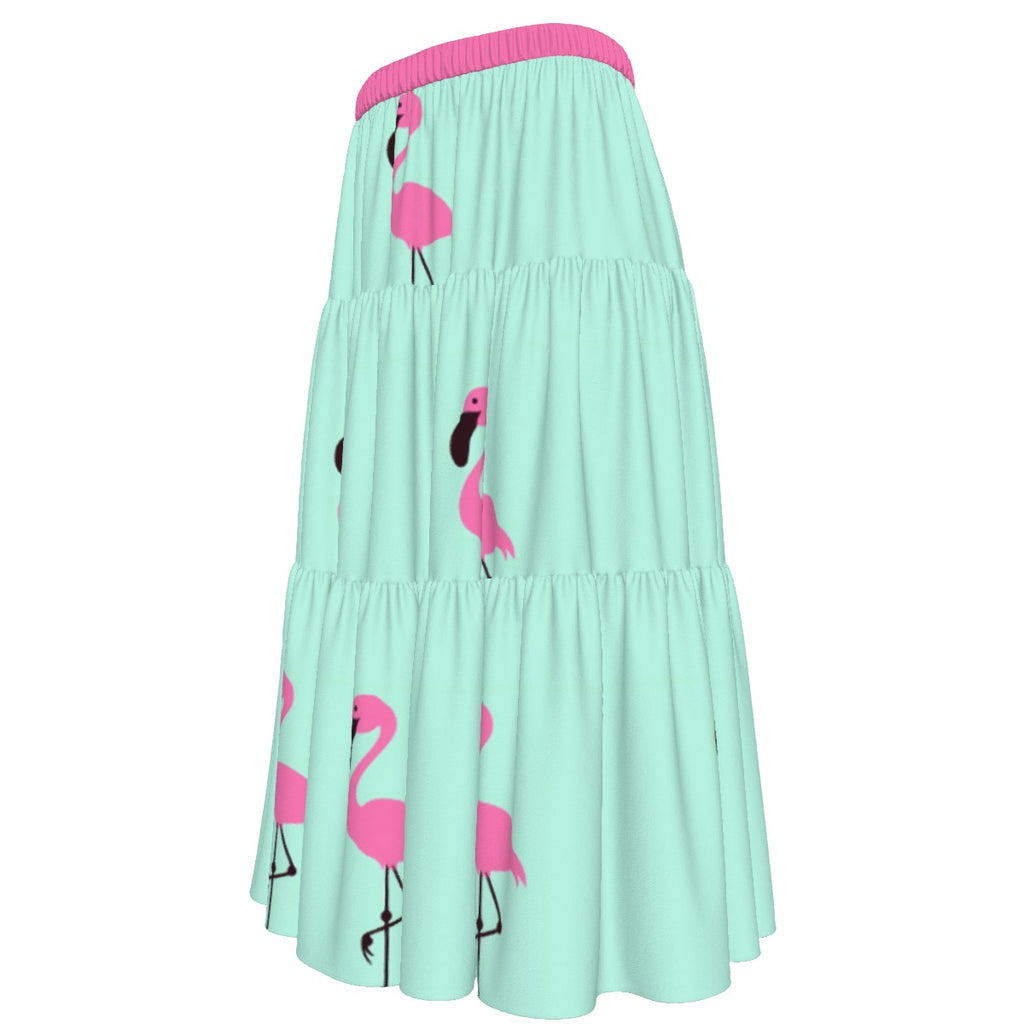 All-Over Print Women's Stitched Pleated Chiffon Skirt