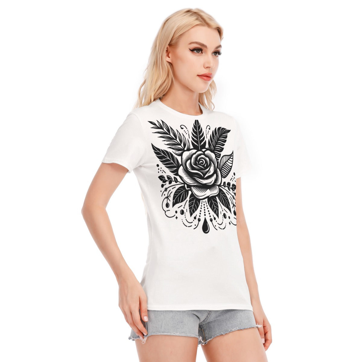 All-Over Print Women's Round Neck T-Shirt | 190GSM Cotton