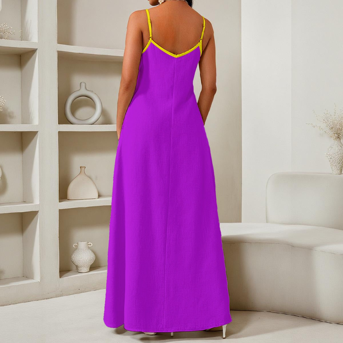 All-Over Print Women's Elegant V-Neck Maxi Dress
