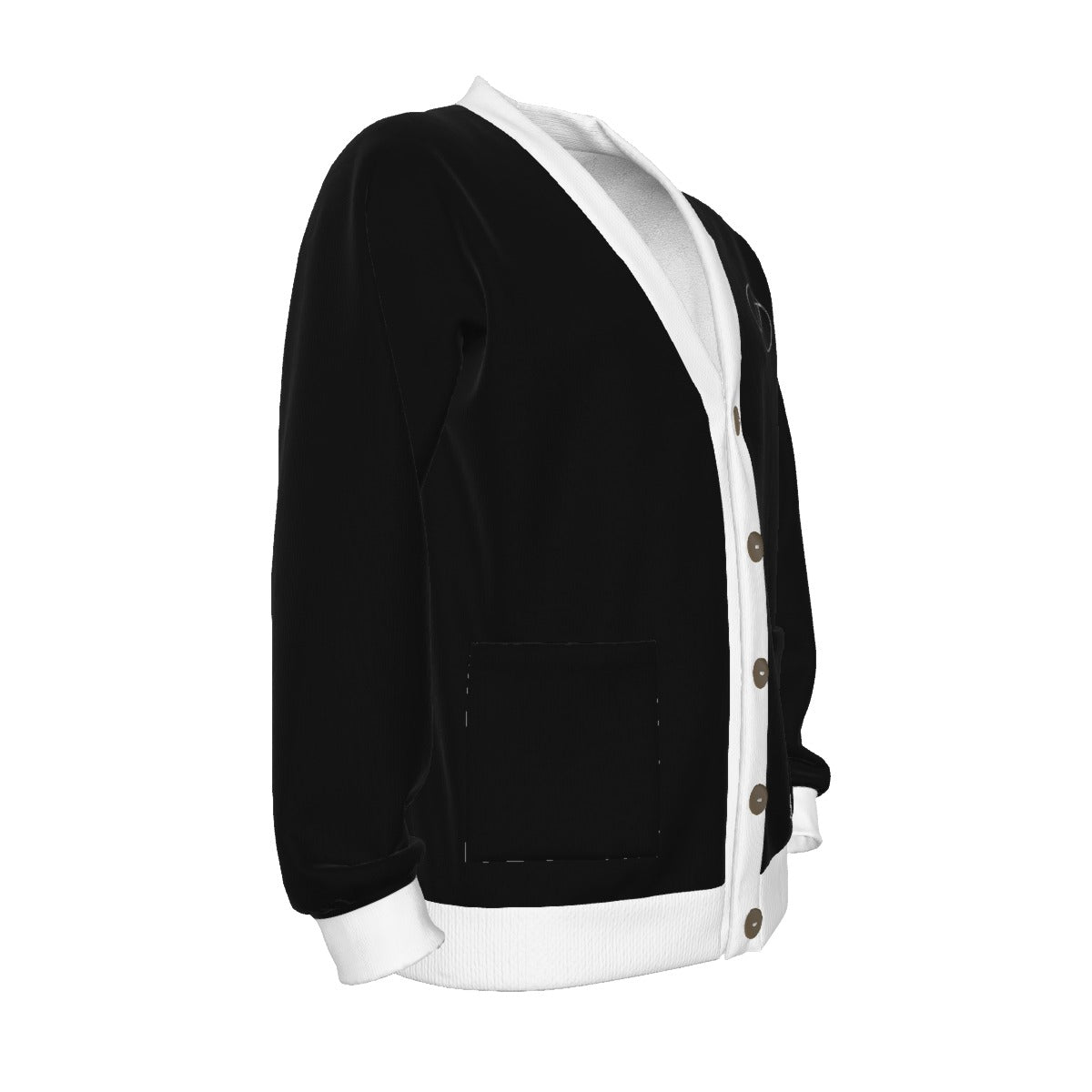 All-Over Print Unisex V-neck Knitted Fleece Cardigan With Button Closure