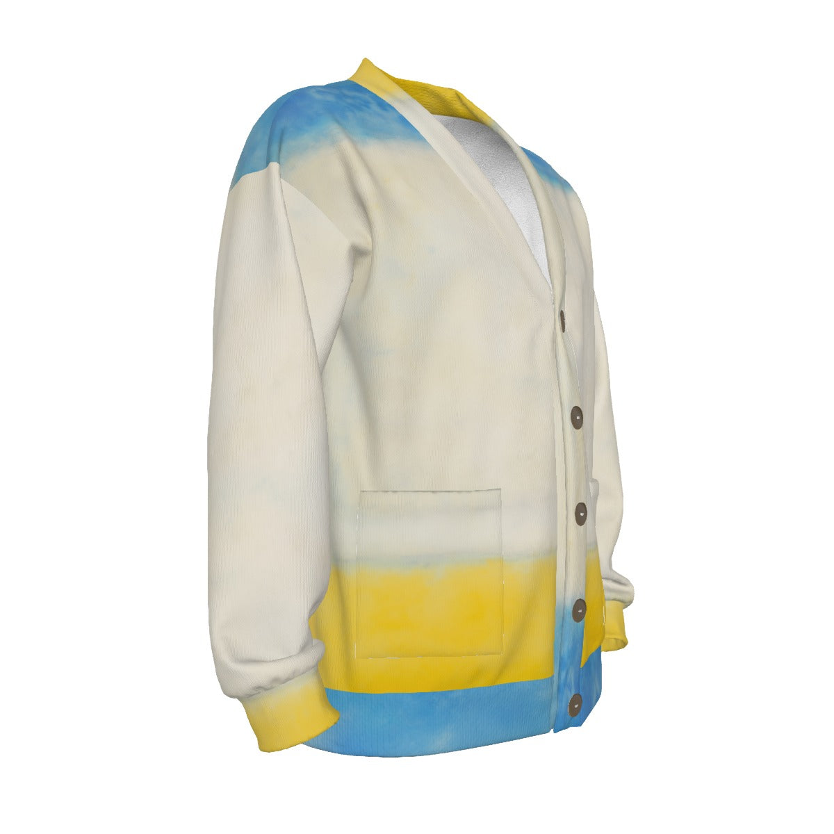 All-Over Print Unisex V-neck Knitted Fleece Cardigan With Button Closure