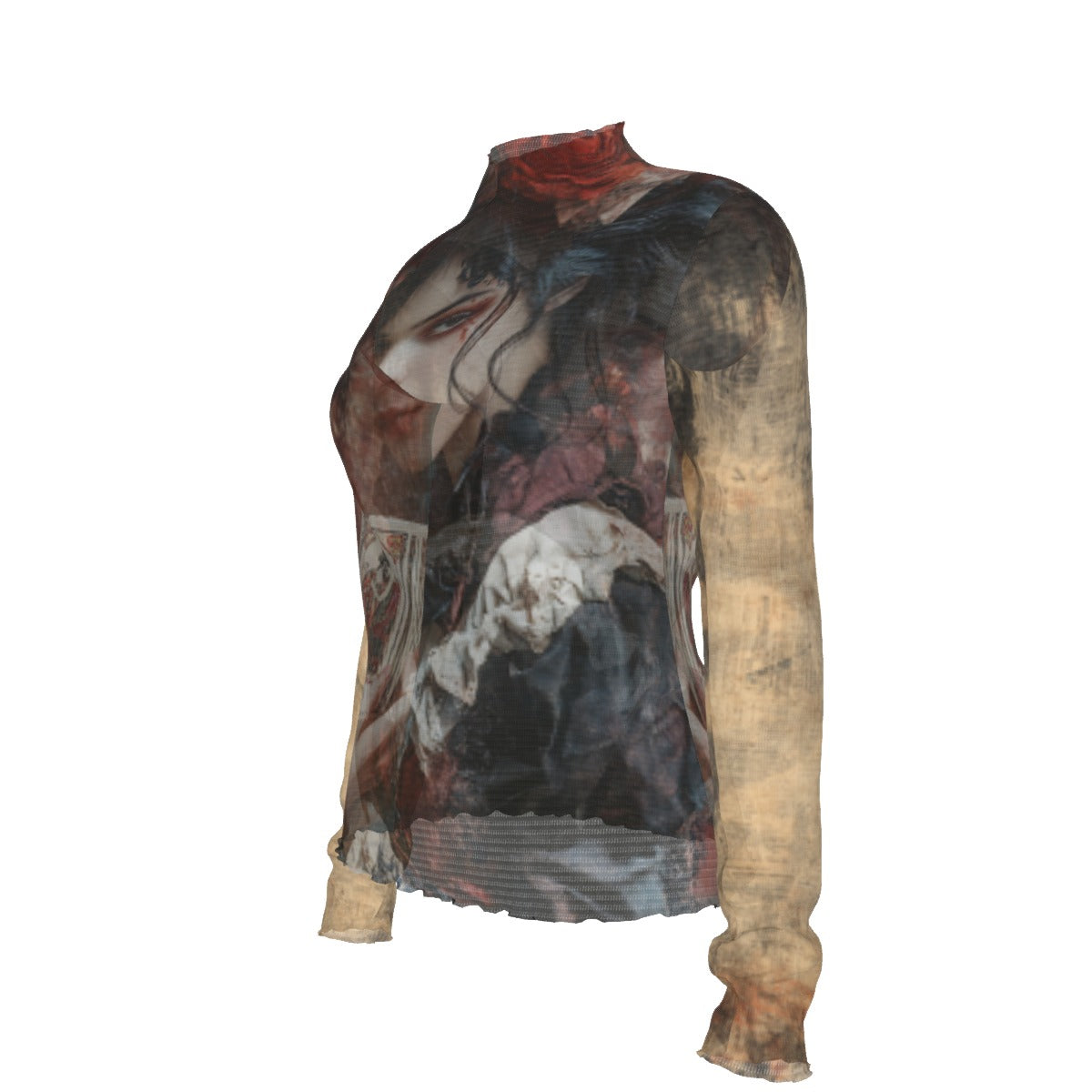 Custom Women Long Sleeve Mesh T-Shirt All Over Print Top