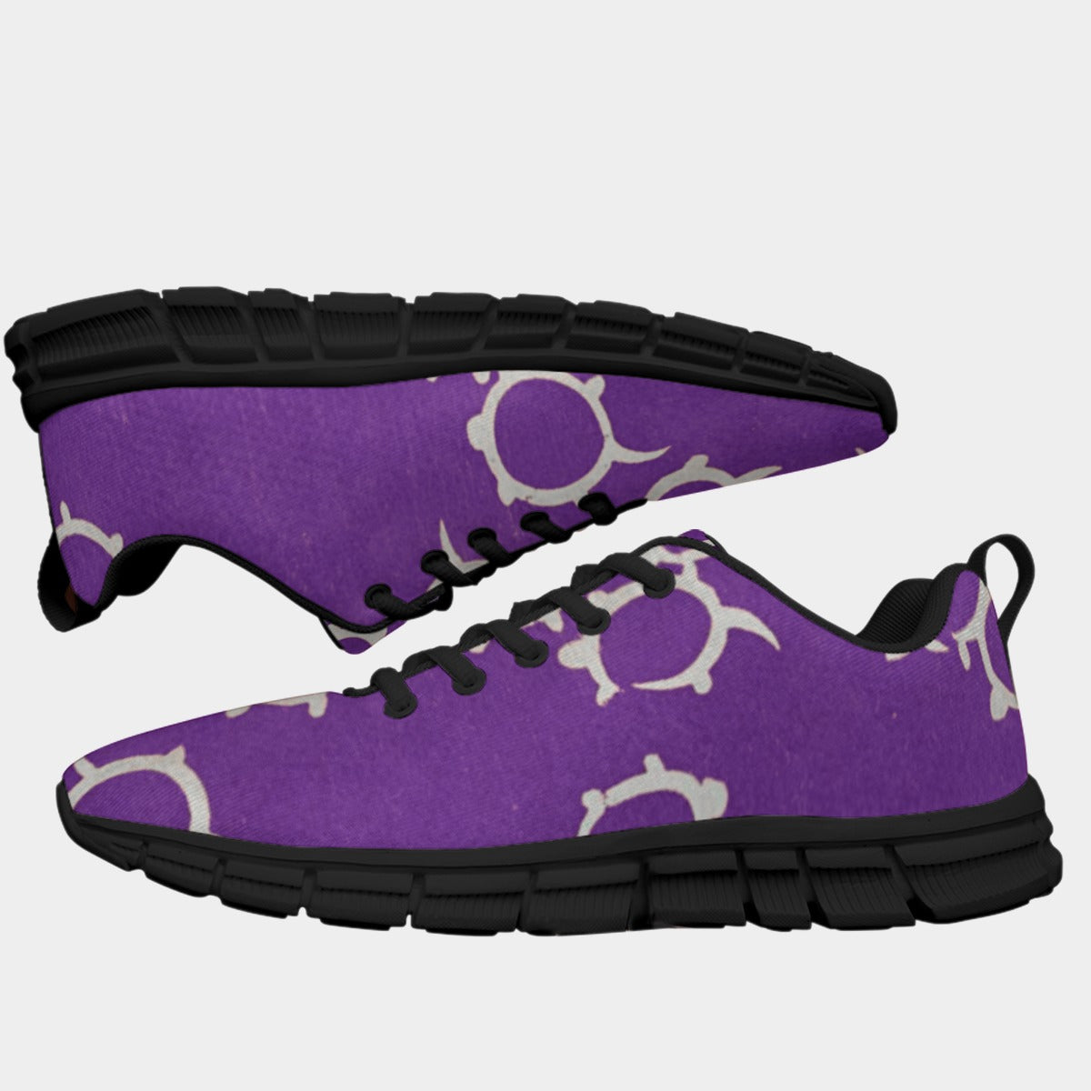 All-Over Print Men's Sports Shoes With Black Sole
