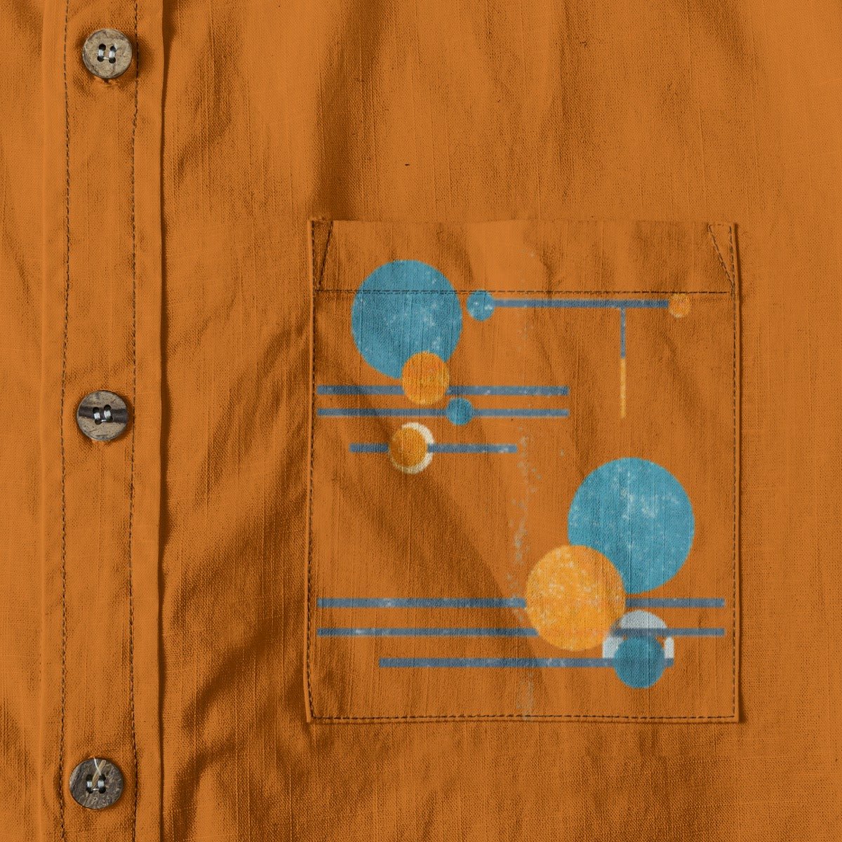 All-Over Print Men's Breathable Cotton Shirt|125GSM-orange retro