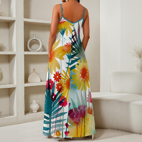 All-Over Print Women's Elegant V-Neck Maxi Dress