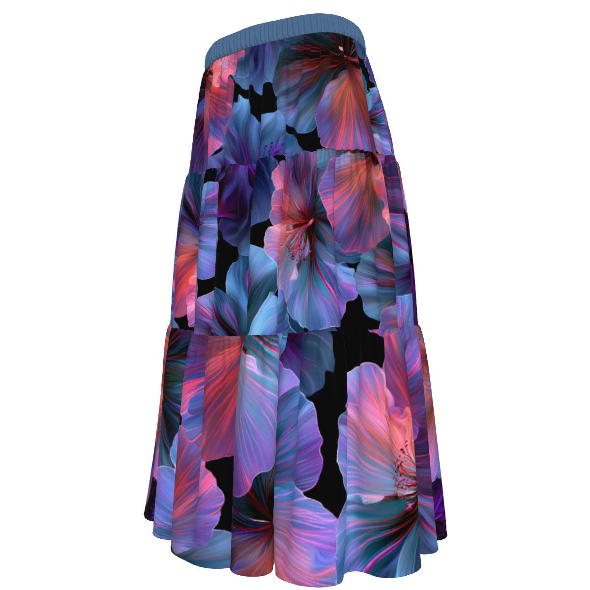 All-Over Print Women's Stitched Pleated Chiffon Skirt