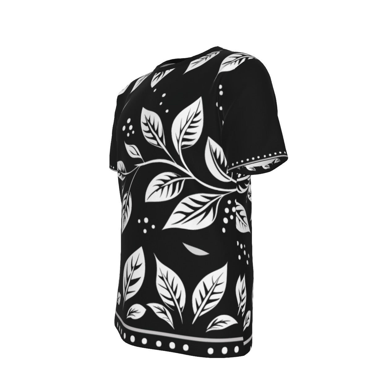 Vintage Cream Abstract Leaves Patterned T-Shirt