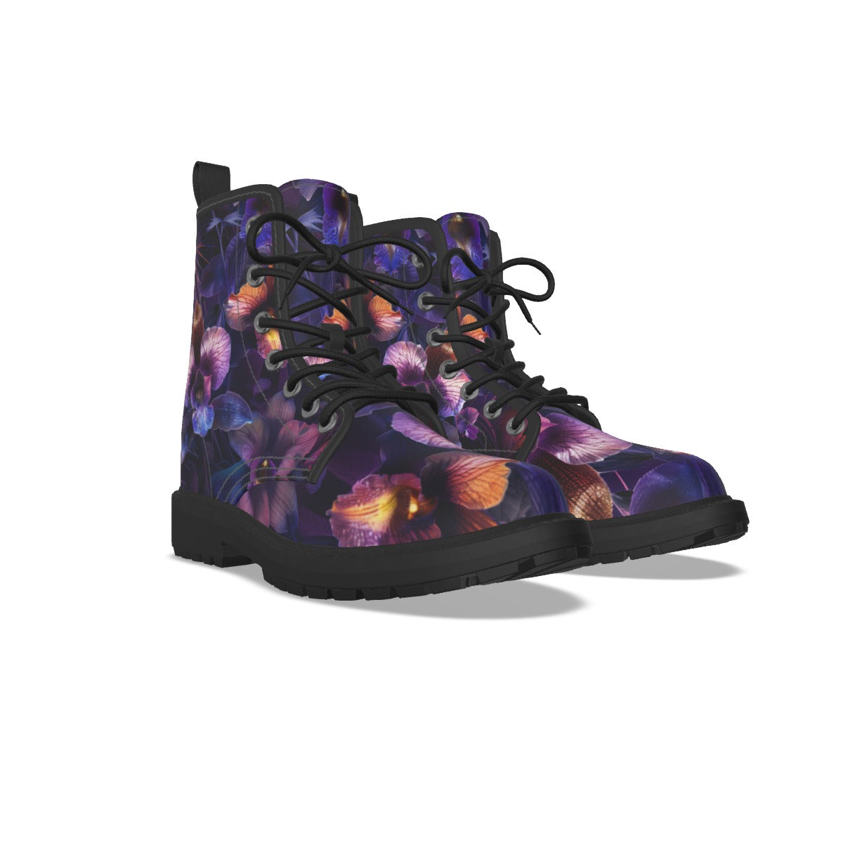 All-Over Print Women's Martin Short Boots With Black Bottom