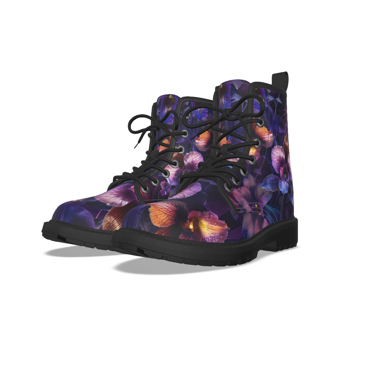 All-Over Print Women's Martin Short Boots With Black Bottom