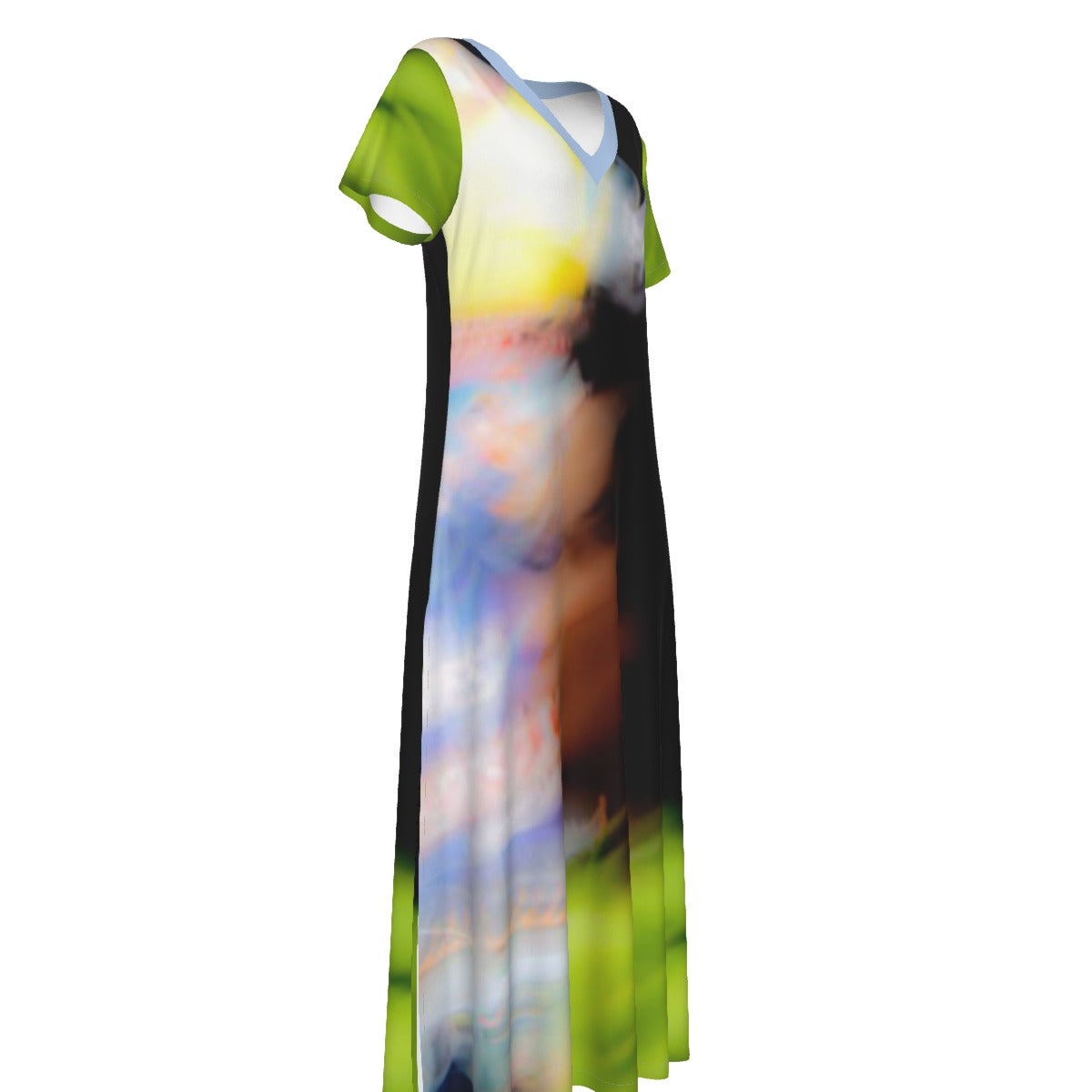 All-Over Print Women's V-neck Dress With Side Slit