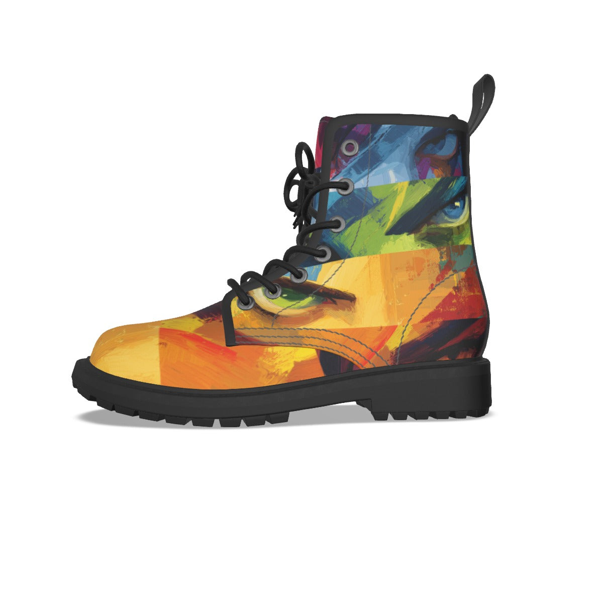 All-Over Print Women's Martin Short Boots With Black Bottom