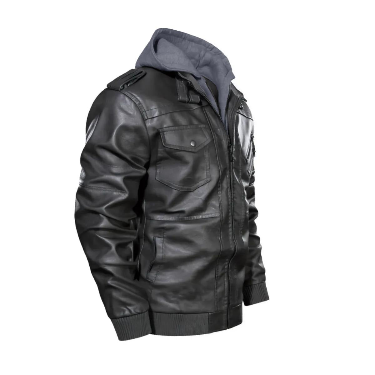 Men's Zip Leather Jacket |DTF