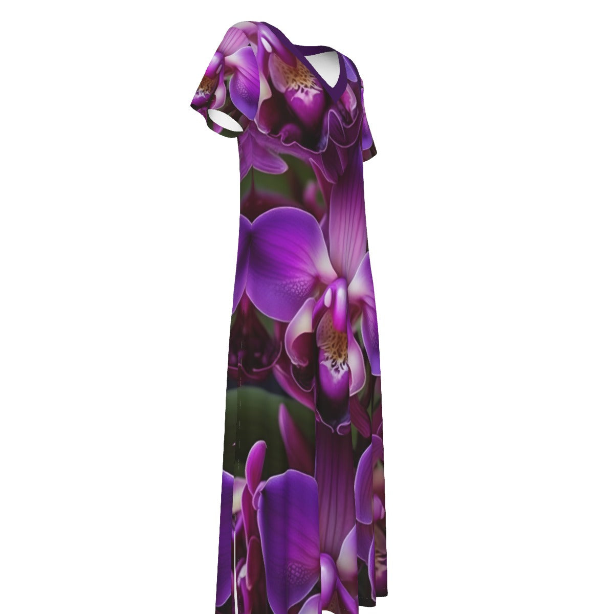 All-Over Print Women's V-neck Dress With Side Slit