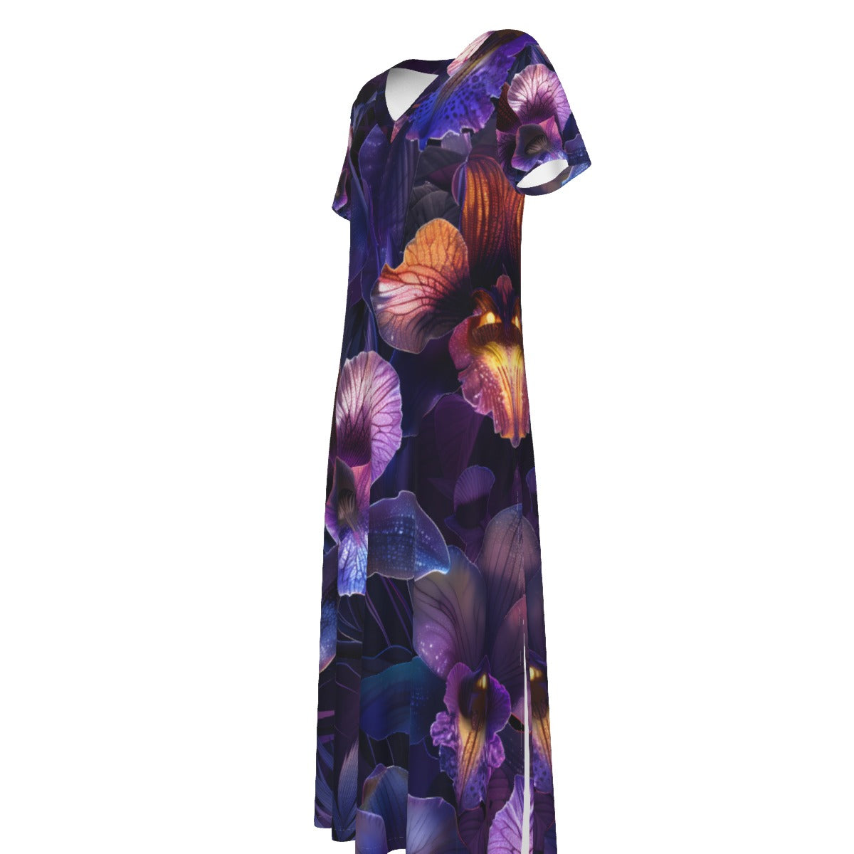 All-Over Print Women's V-neck Dress With Side Slit
