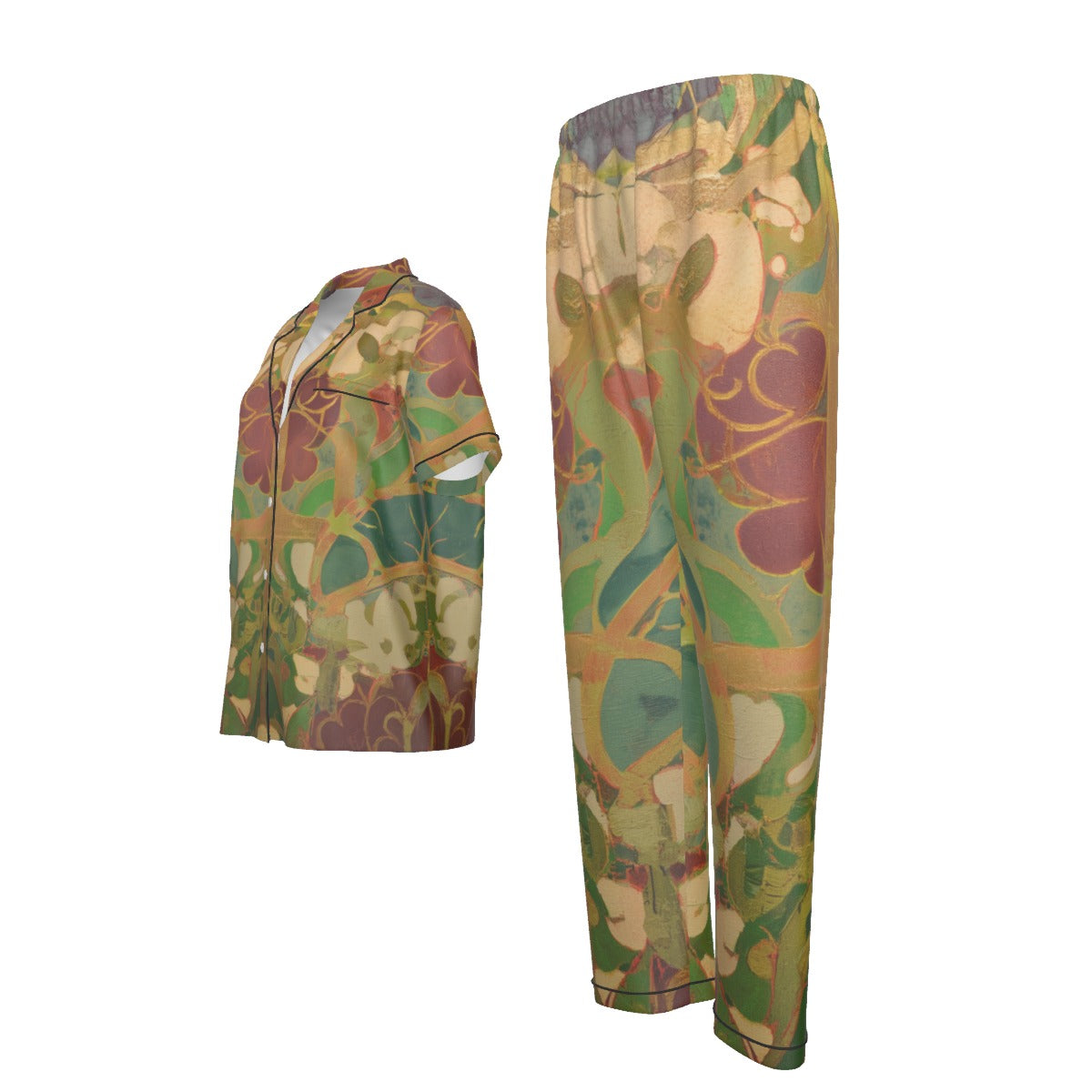 Custom Women's Silk-Like Print Sleepwear Set