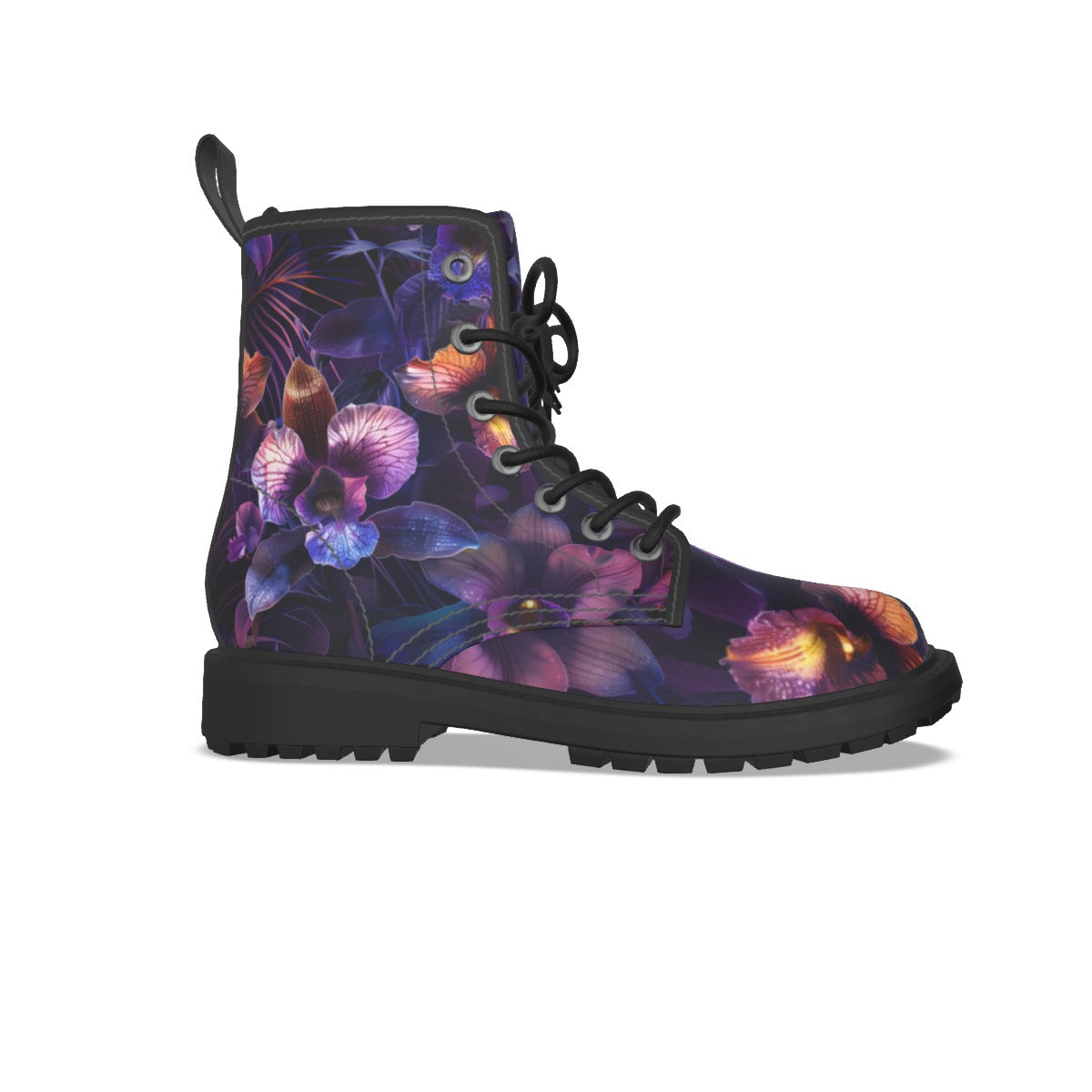 All-Over Print Women's Martin Short Boots With Black Bottom