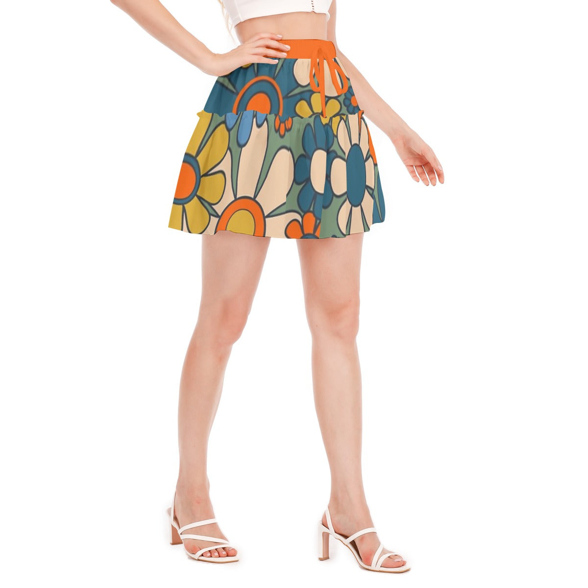 Boho Floral Print Ruffled Mini-Skirt