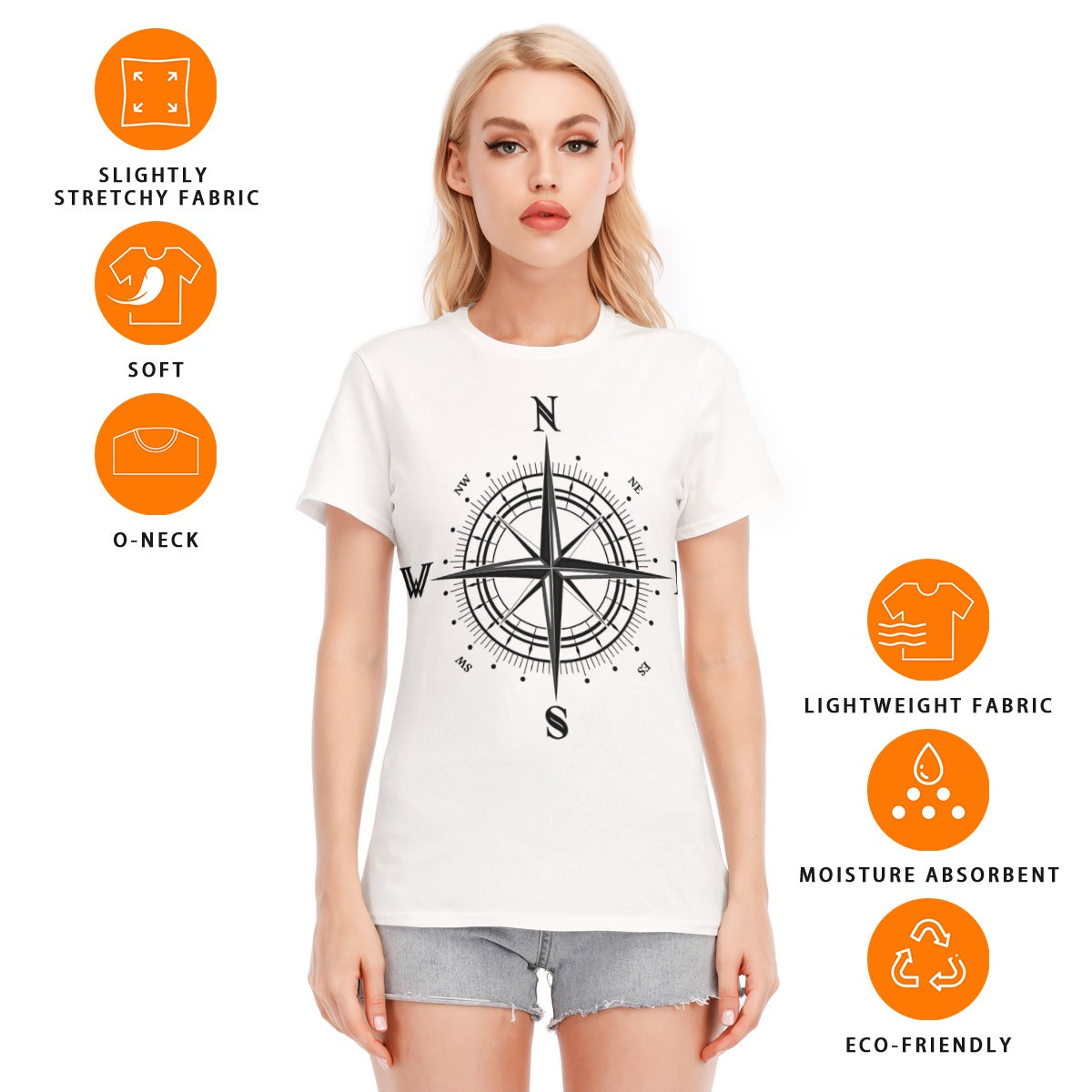 All-Over Print Women's Round Neck T-Shirt | 190GSM Cotton