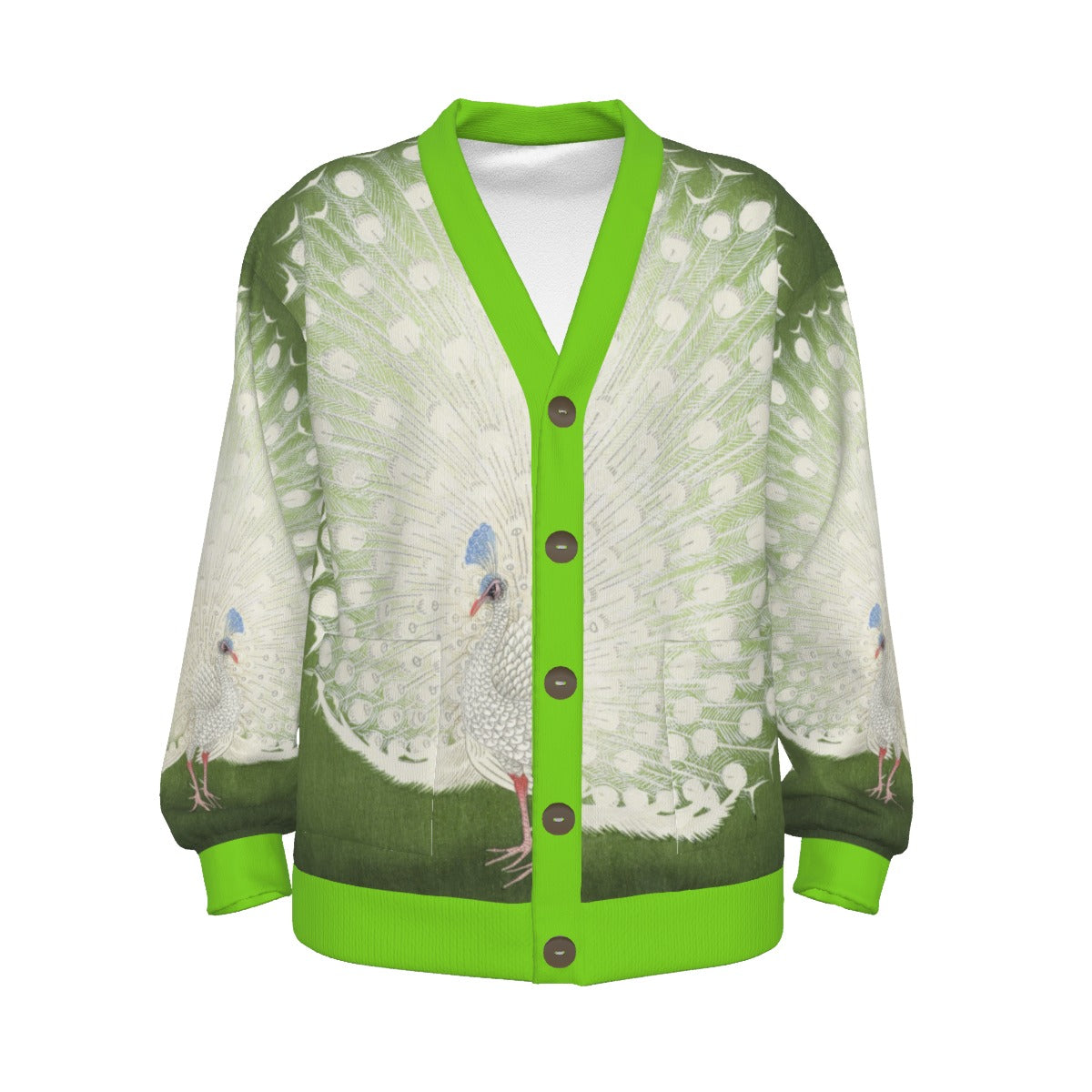 All-Over Print Unisex V-neck Knitted Fleece Cardigan With Button Closure