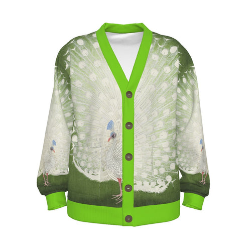 All-Over Print Unisex V-neck Knitted Fleece Cardigan With Button Closure