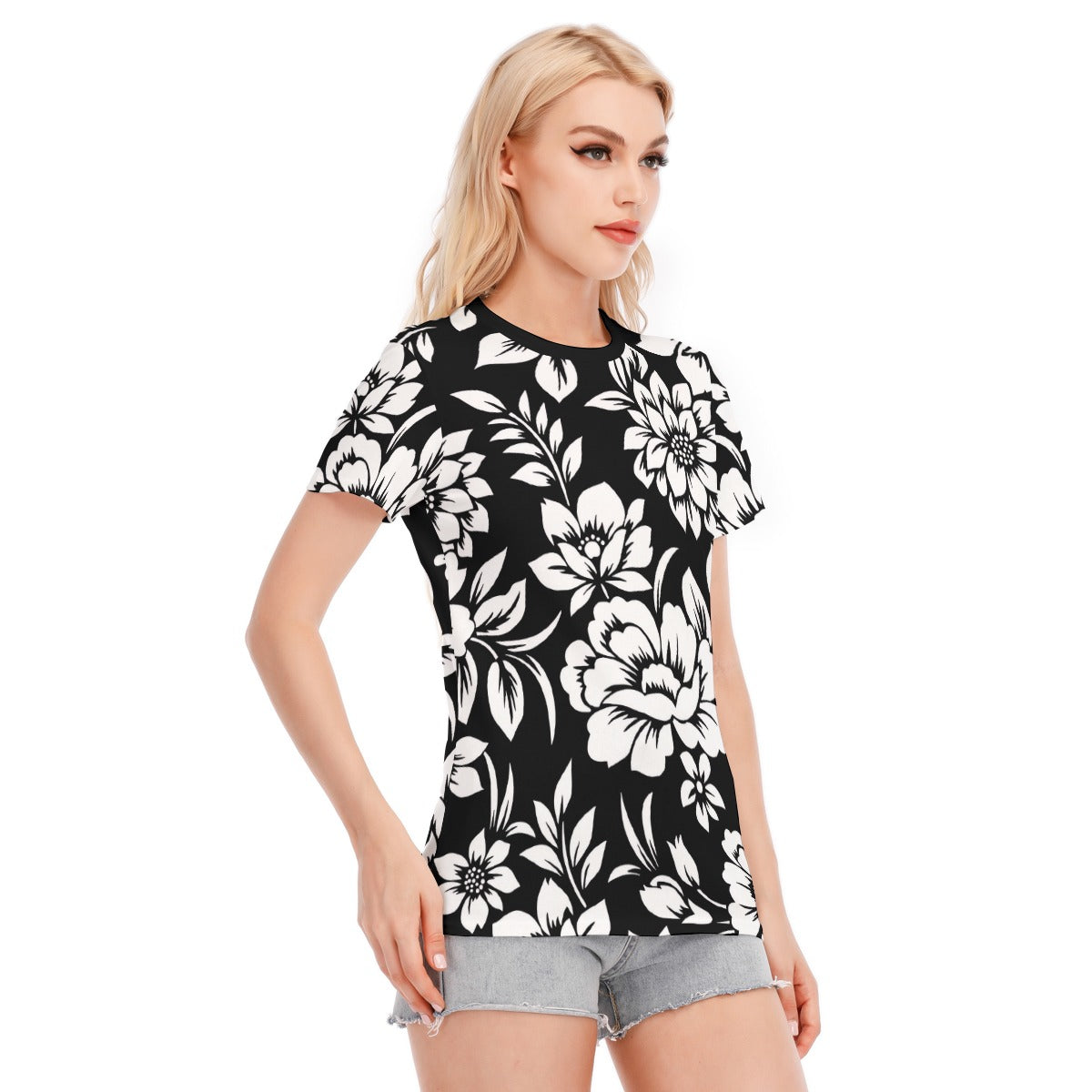 All-Over Print Women's Round Neck T-Shirt | 190GSM Cotton