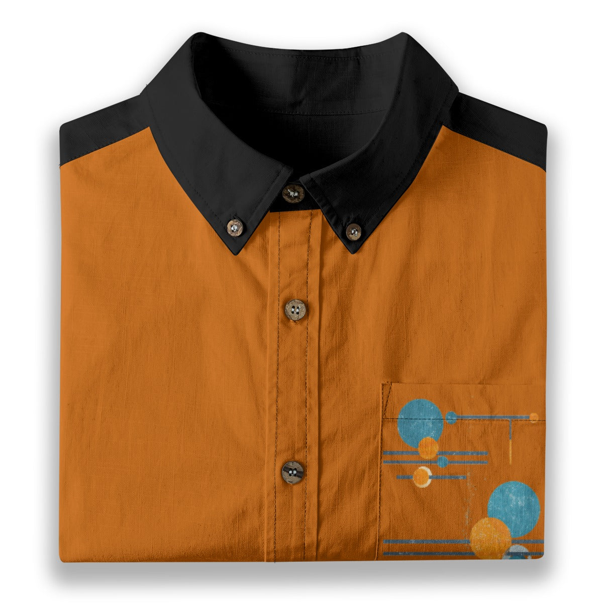 All-Over Print Men's Breathable Cotton Shirt|125GSM-orange retro