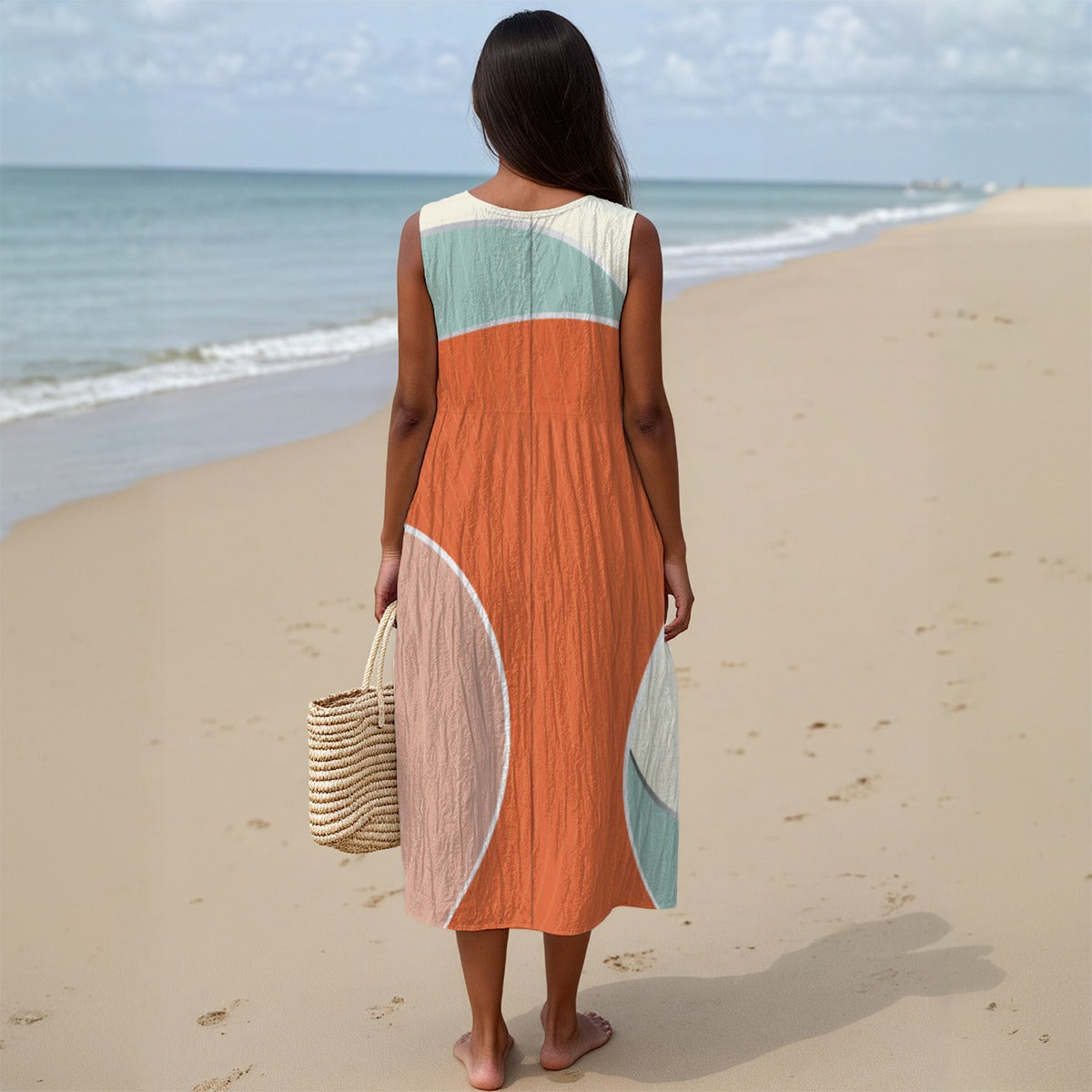 All-Over Print Women's Sleeveless Dress With Pocket|125GSM Slub Cotton