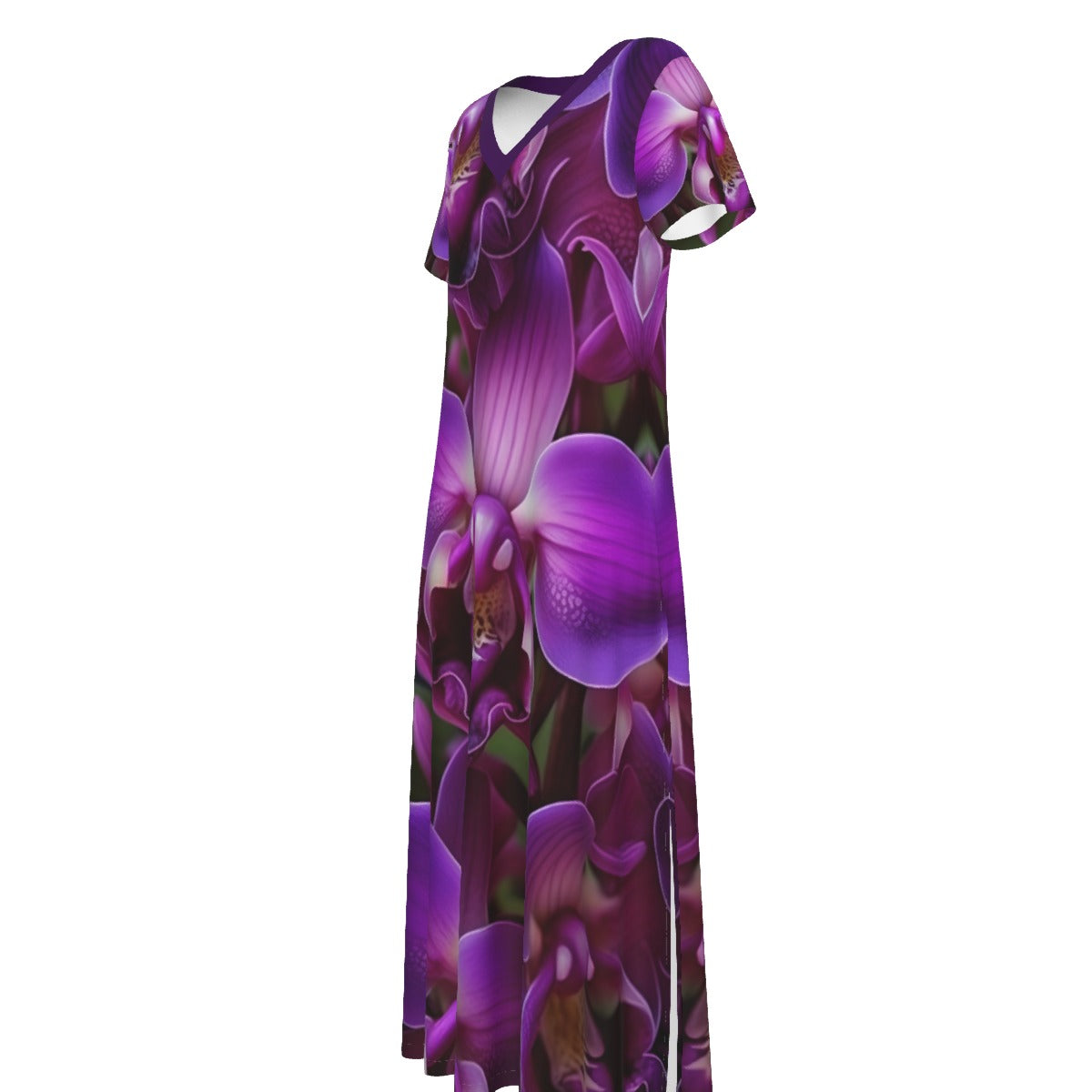 All-Over Print Women's V-neck Dress With Side Slit