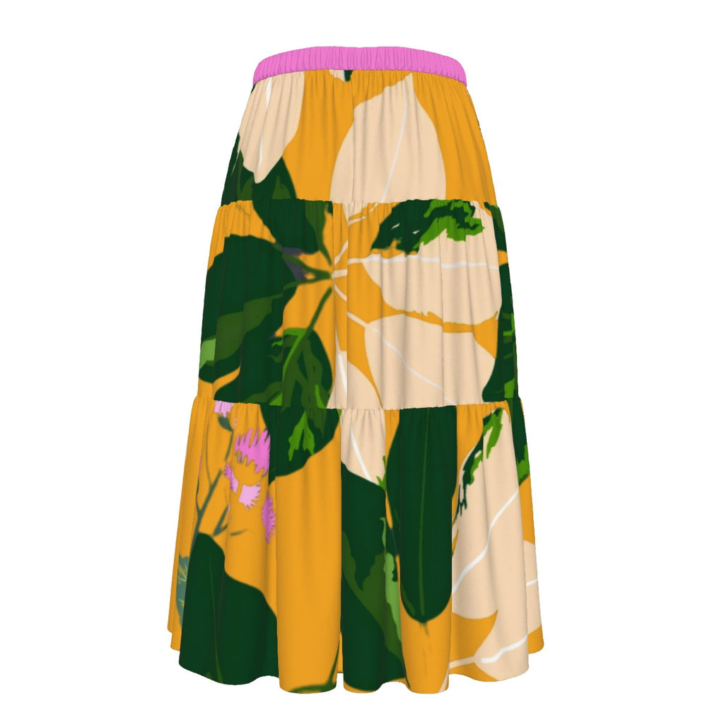 All-Over Print Women's Stitched Pleated Chiffon Skirt