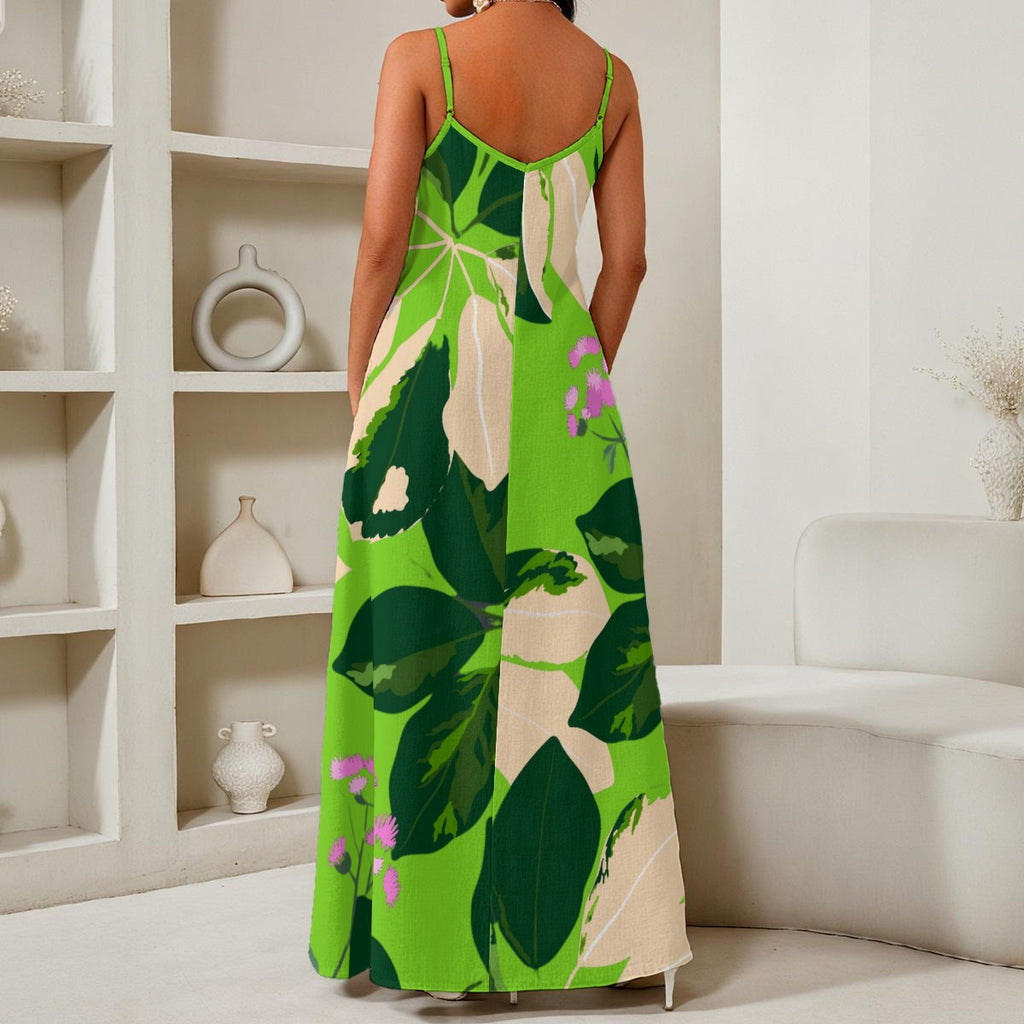 All-Over Print Women's Elegant V-Neck Maxi Dress