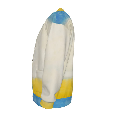 All-Over Print Unisex V-neck Knitted Fleece Cardigan With Button Closure