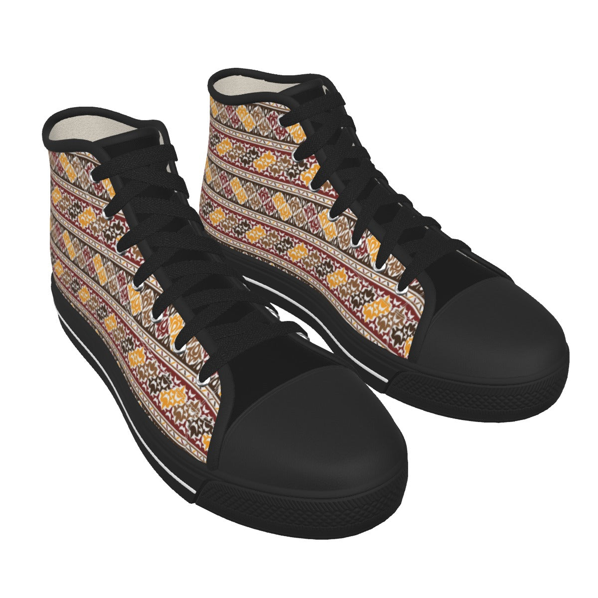 Geometric Men's Black Sole Canvas Shoes