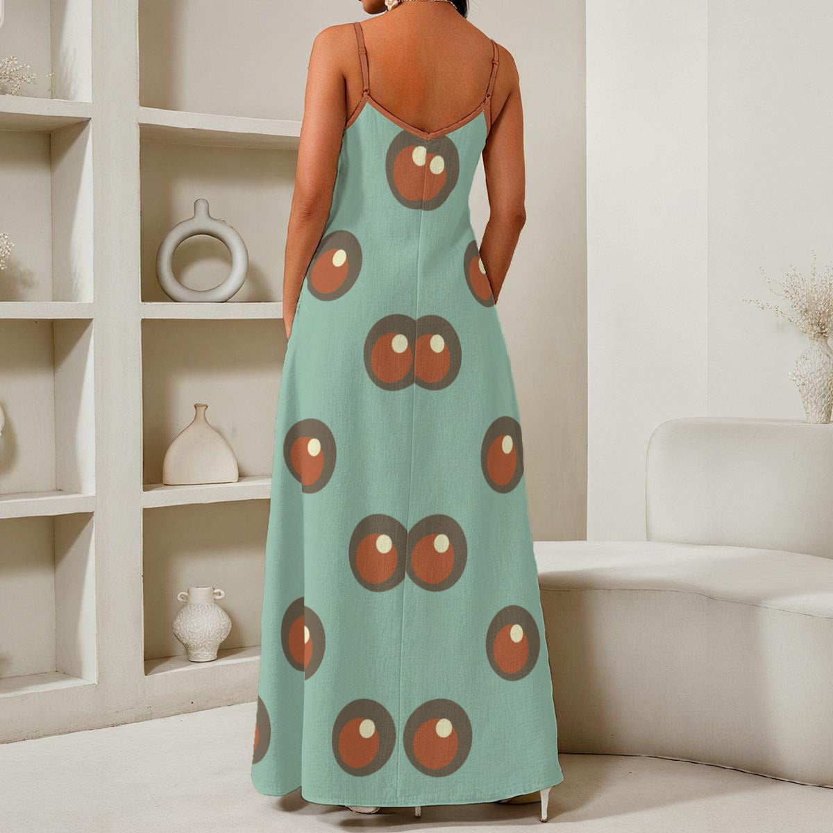 All-Over Print Women's Elegant V-Neck Maxi Dress