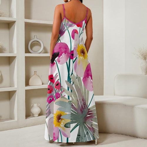 All-Over Print Women's Elegant V-Neck Maxi Dress