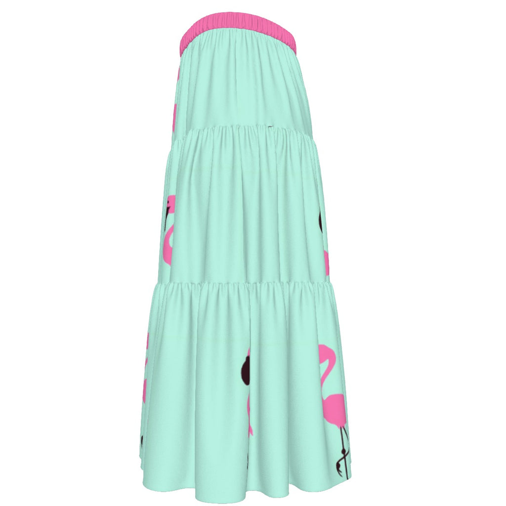 All-Over Print Women's Stitched Pleated Chiffon Skirt