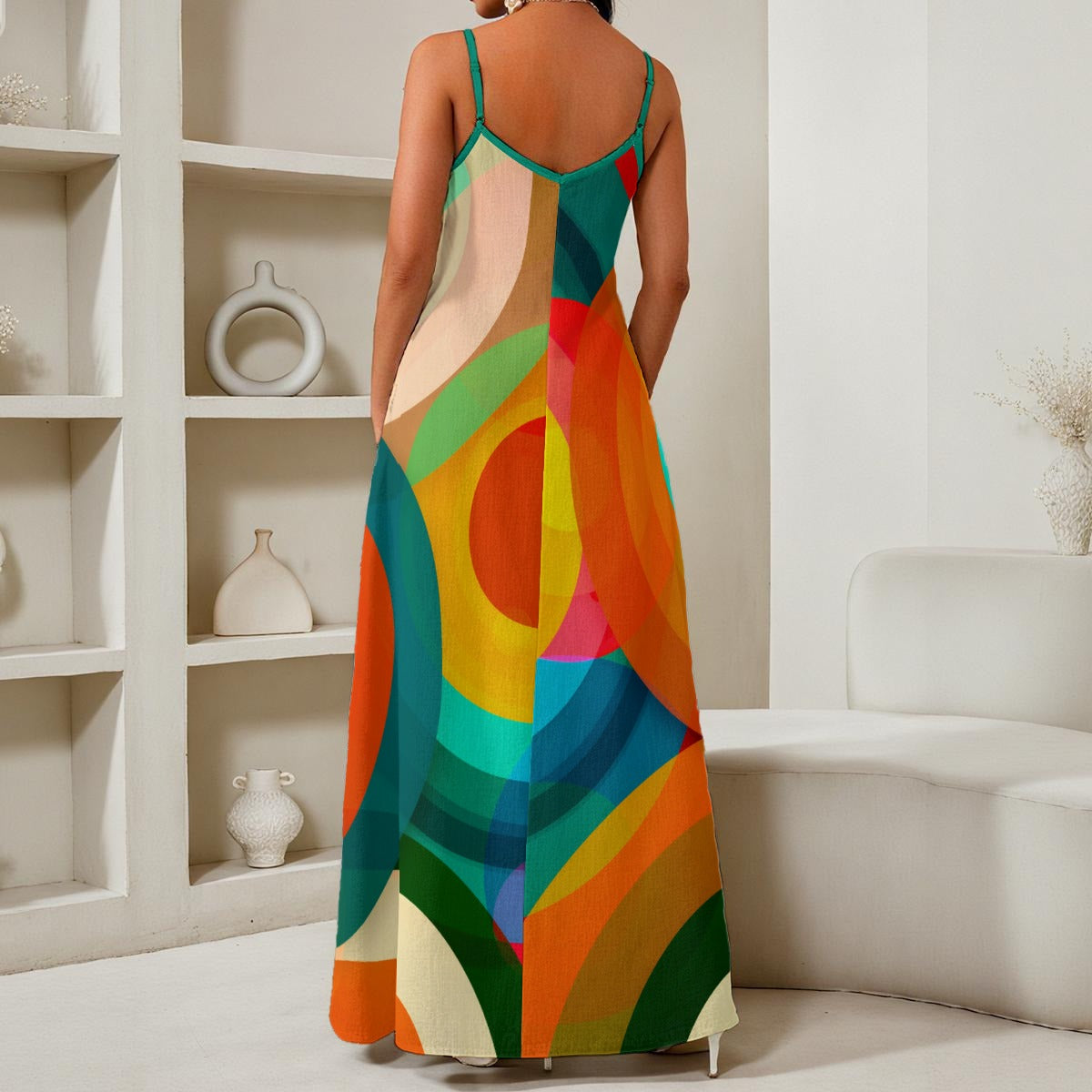 All-Over Print Women's Elegant V-Neck Maxi Dress