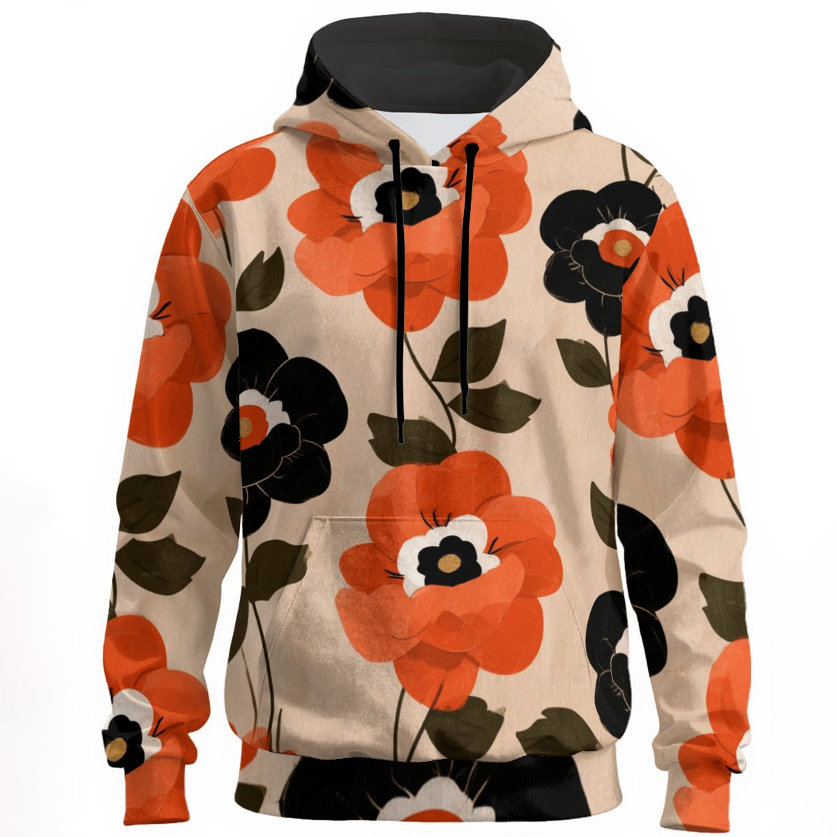 All-Over Print Unisex Pullover Hoodie | 310GSM Cotton orange flower