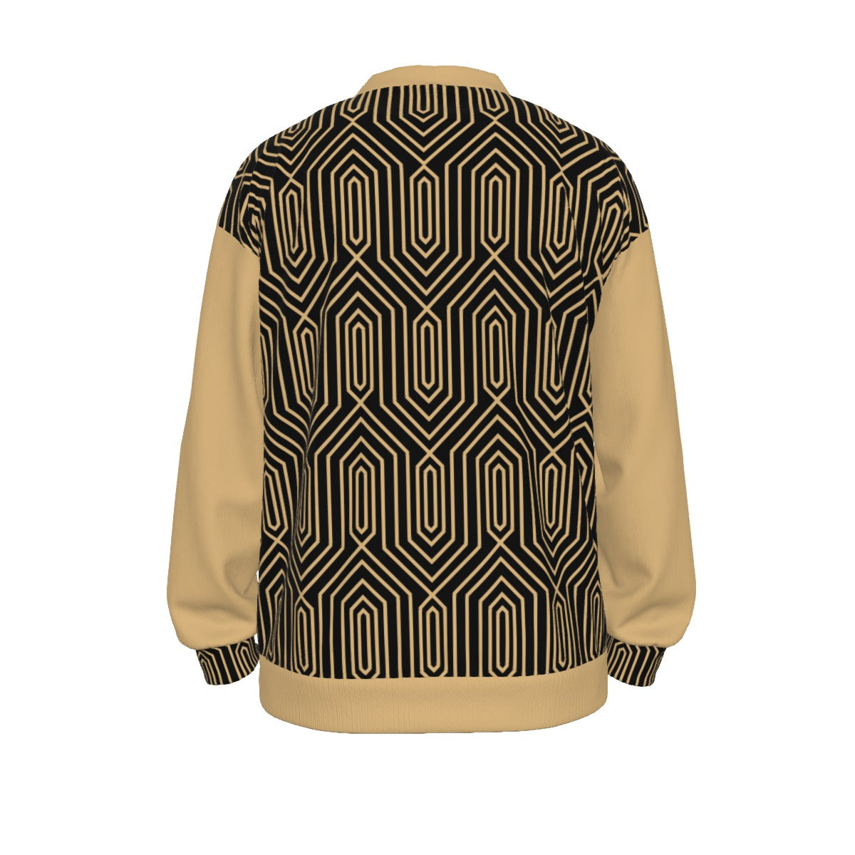 All-Over Print Unisex V-neck Knitted Fleece Cardigan With Button Closure geo metric