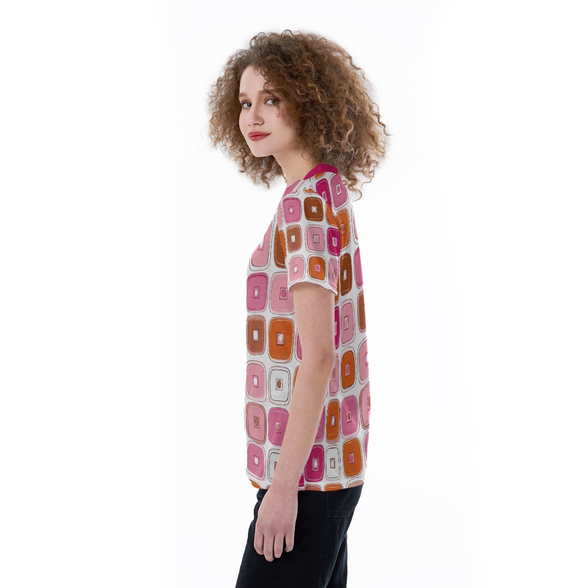 Women’s All-Over Print V-Neck Soft Jersey T-Shirt Summer