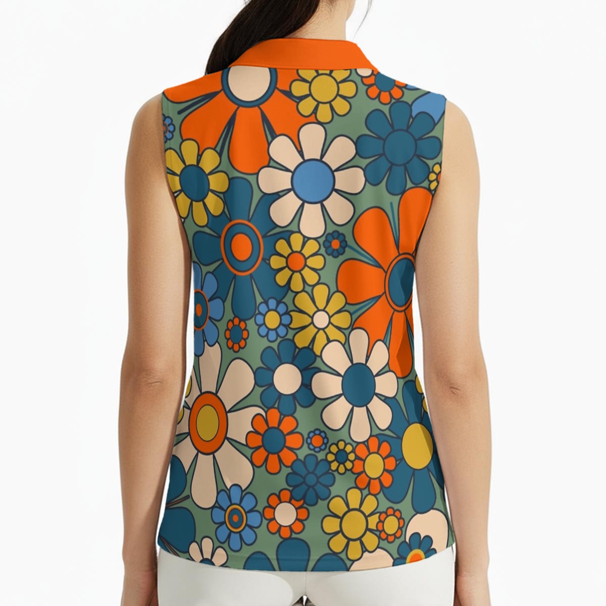 All-Over Print Women's High-Elastic Sleeveless Polo Shirt
