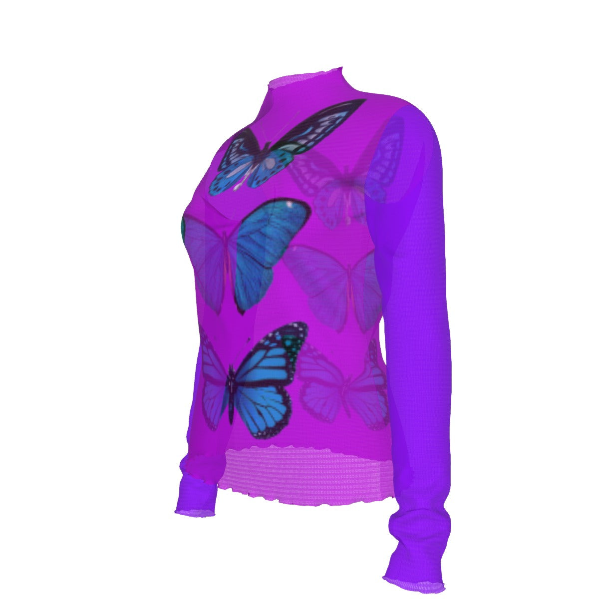 Women's Sheer Long Sleeve Skinny Mesh T-Shirt
