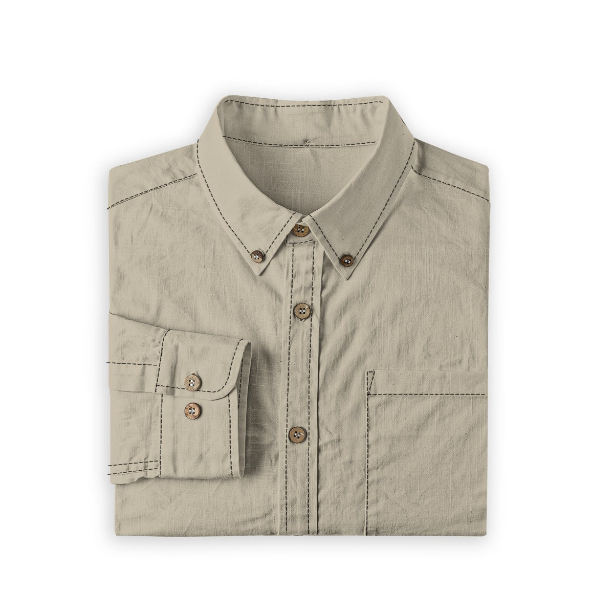 All-Over Print Men's Casual Lapel Long Sleeve Shirt|125GSM Cotton