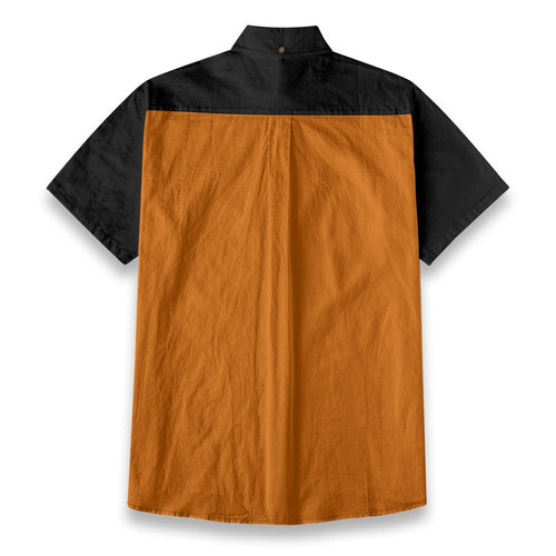 All-Over Print Men's Breathable Cotton Shirt|125GSM-orange retro
